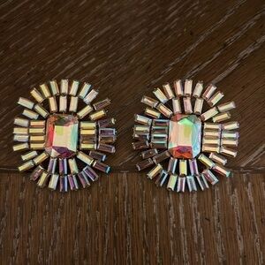 Faux Diamond Jeweled Decor Earrings